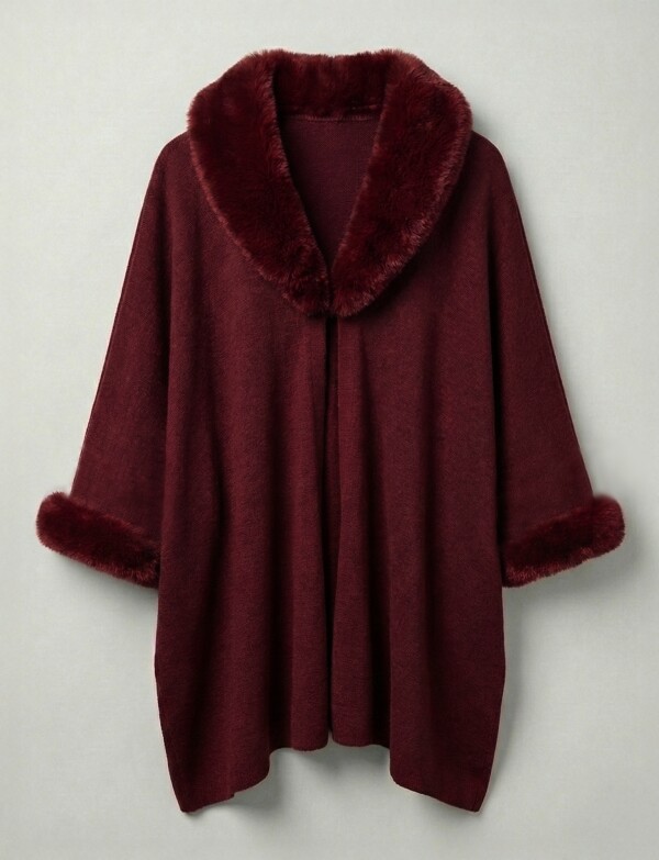 Ruana Faux Fur BORDEAUX