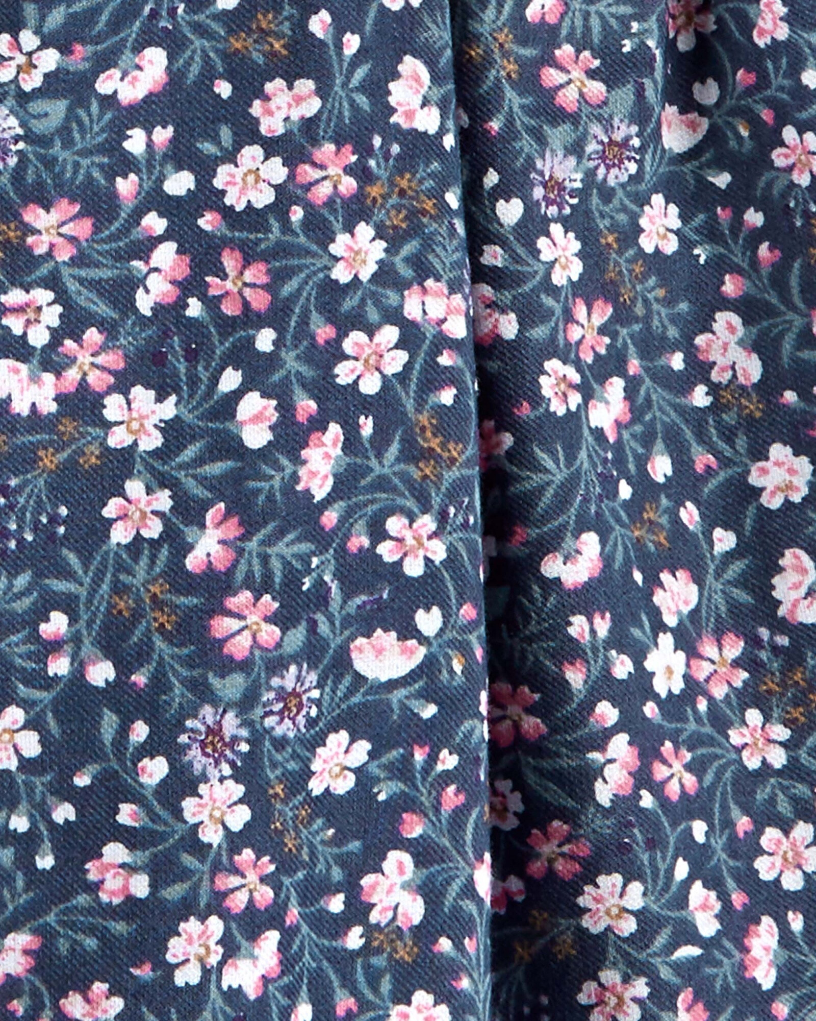 Vestido de algodón con fruncido, diseño floral Sin color