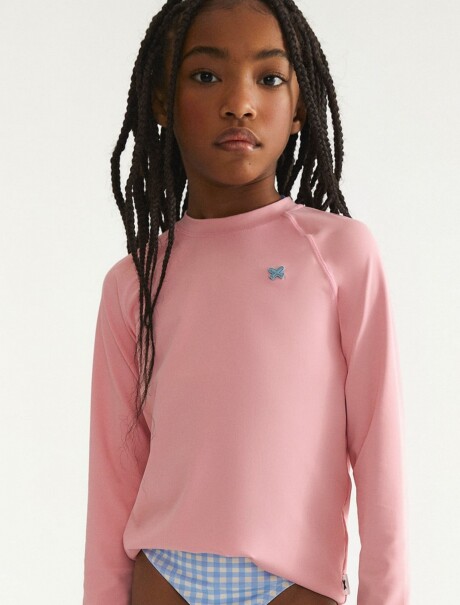 CAMISETA INFANTIL CON PROTECCION UV ROSADO