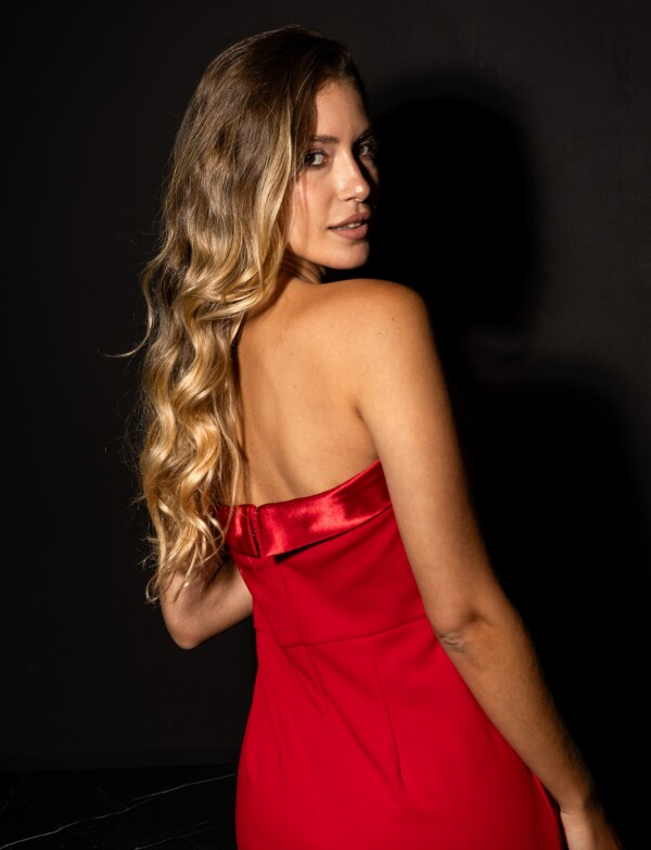Vestido Bow Strapless ROJO
