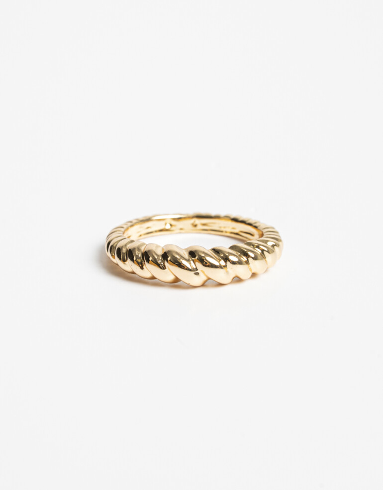 Anillos Chicos Metal Anillo Texturado Bañado En Oro - Dorado