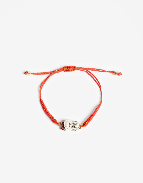 Pulseras Flexibles Lucky charm Pulsera De Cordón Con Dije Gatito Lucky - Dorado