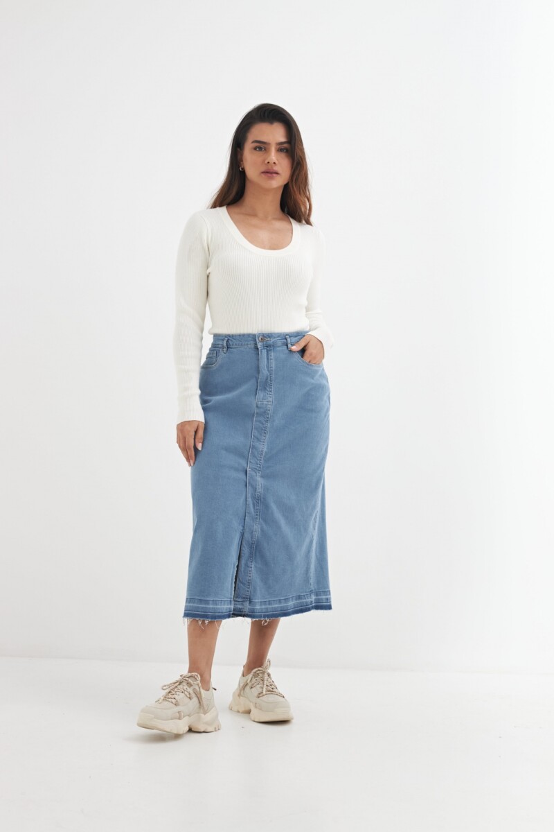 Falda denim midi - Jean medio 