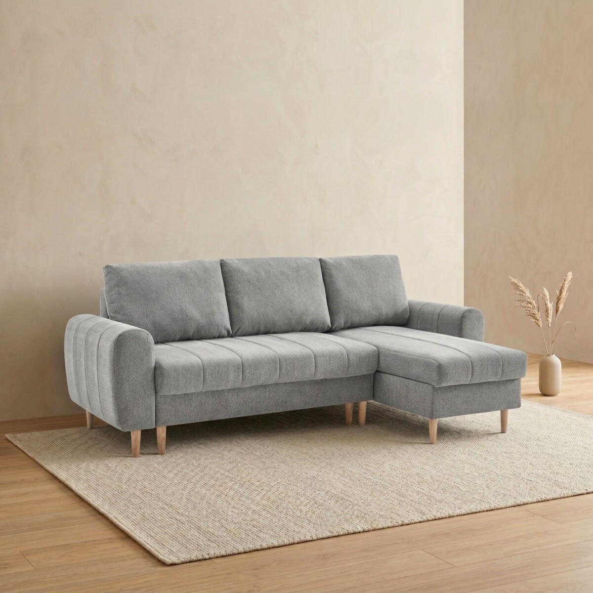 Sillón Esquinero con Baúles amplios - Amo - Gris Claro 