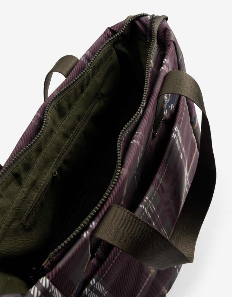 Shopper Nylon Shopper Con Doble Asa De Hombro. - Estampado Escoces