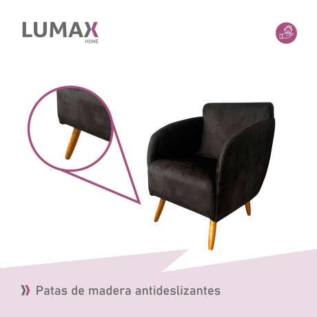 Pack x2 Sillón poltrona 1 cuerpo Lumax Kira nórdico de tela Negro