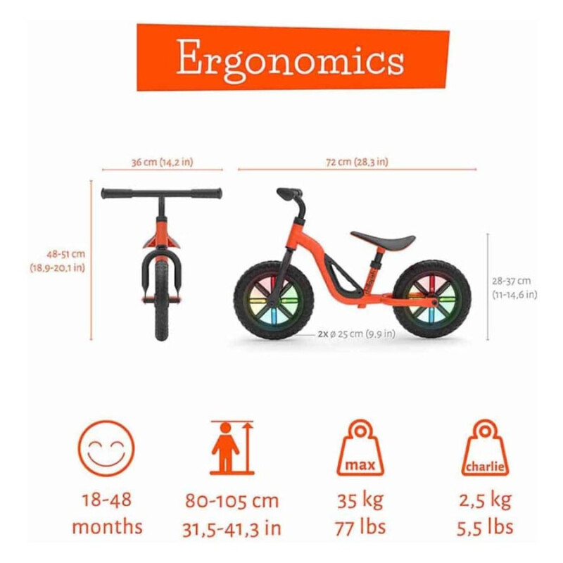 Bicicleta Aprendizaje Charlie Glow Naranja Bicicleta Aprendizaje Charlie Glow Naranja