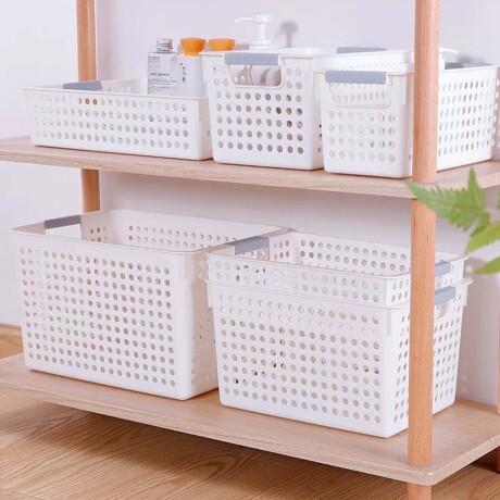 Caja Organizadora Baja Canasto Multiuso Pequeño en Plástico Blanco