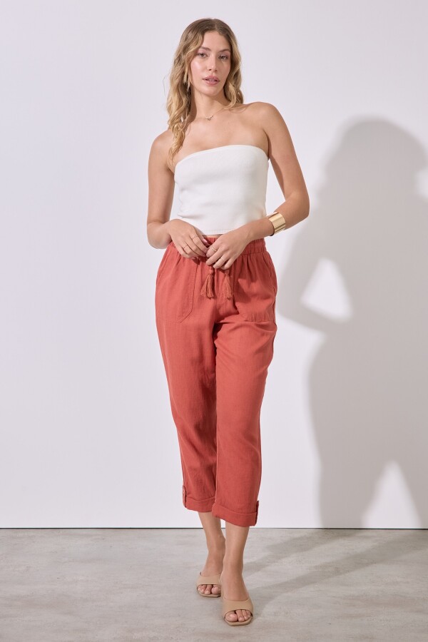 Pantalon Lino TERRACOTA