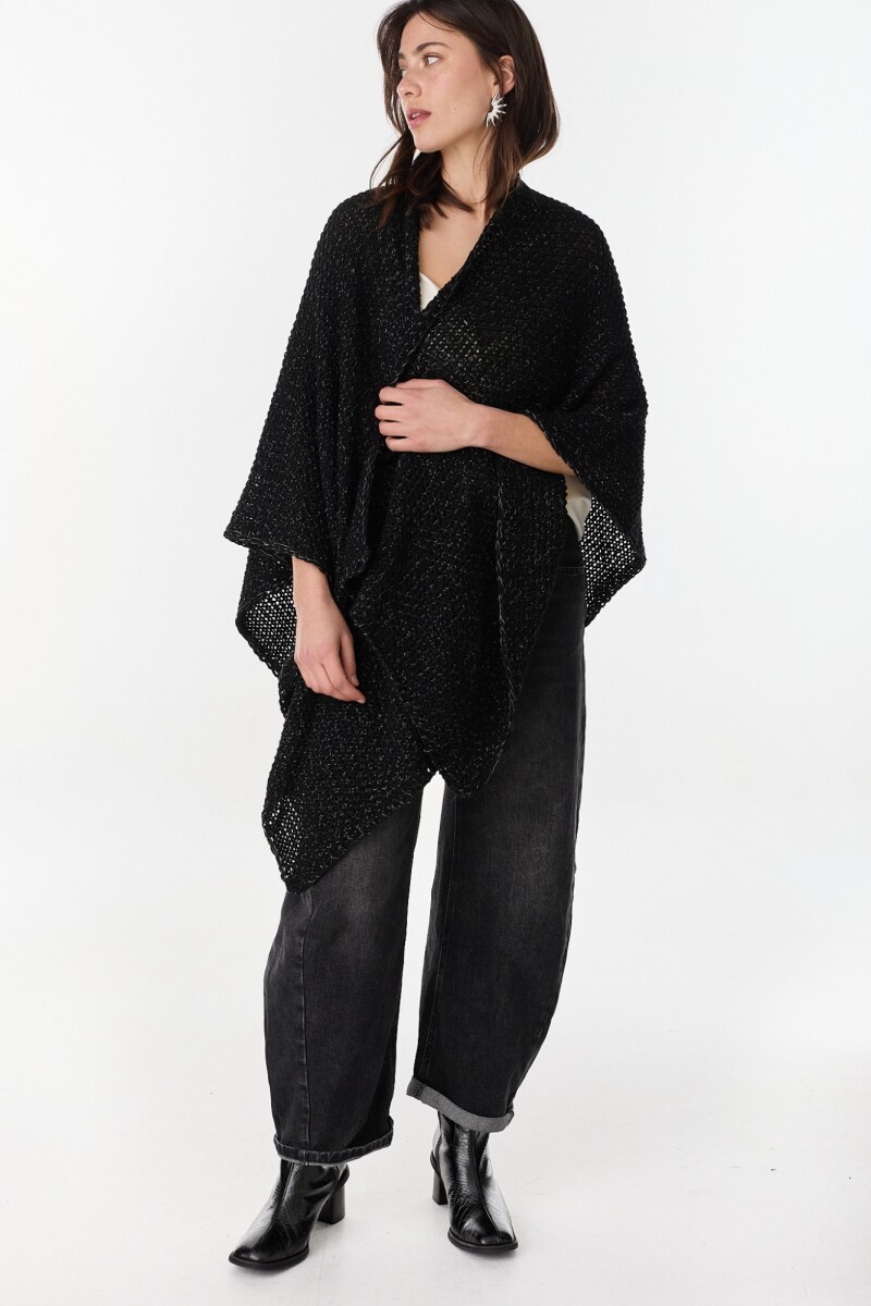 Ruana Eterea Negro Lurex/Plateado