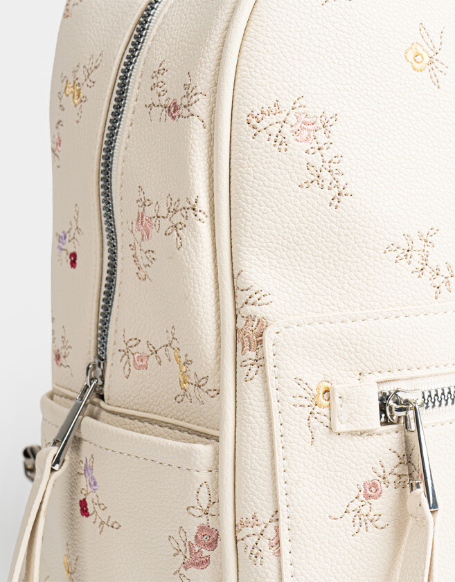 Mochilas Urbanas Estampados Mochila De Cuerina Flores - Estampado Flores