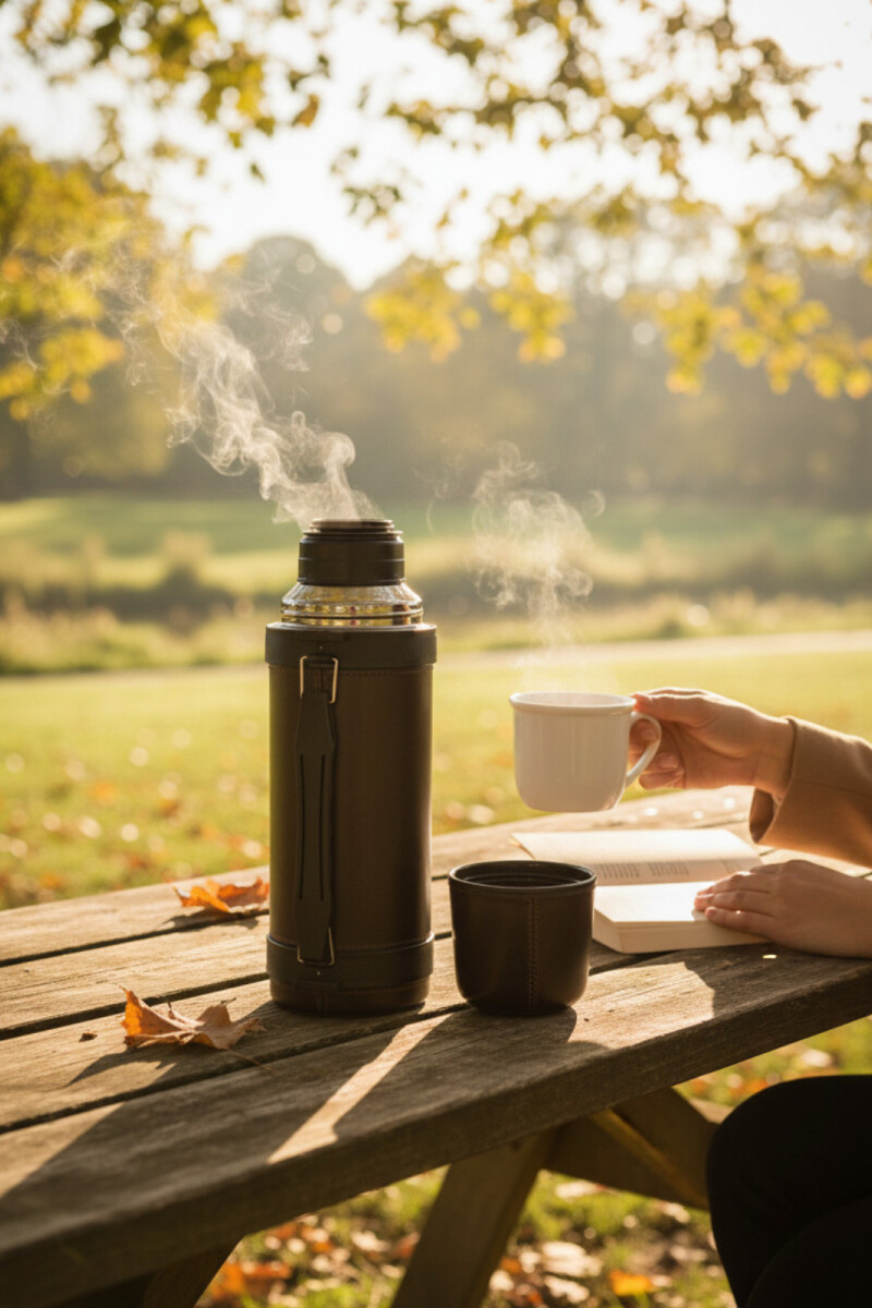 Termo de acero forrado 1 litro Chocolate