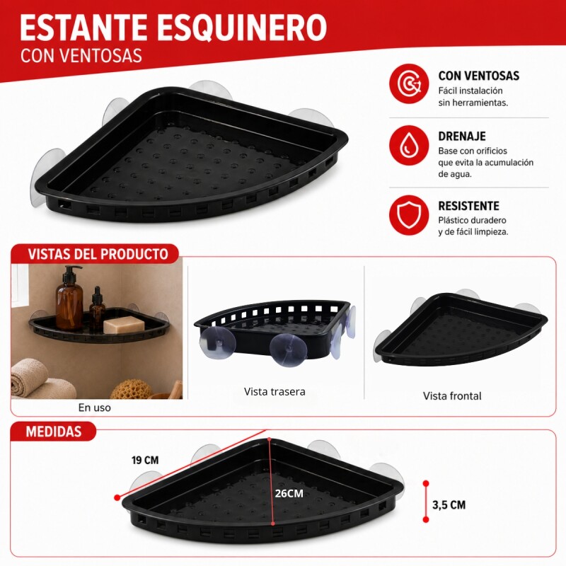 Esquinero con ventosas NEGRO