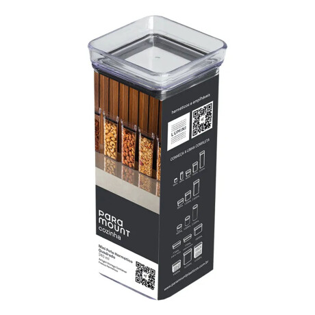 Frasco Mini Pote Hermético Cuadrado y Apilable Lumini 340ml Transparente