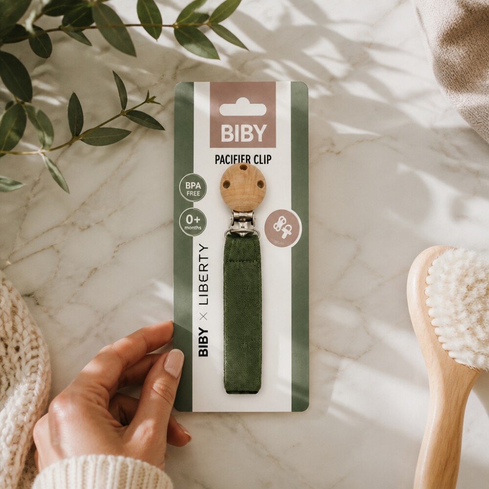 Clip para chupete muselina BIBY verde