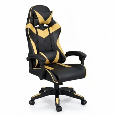 Silla Gamer Ergonómica con Masajes Negra y Dorada 001