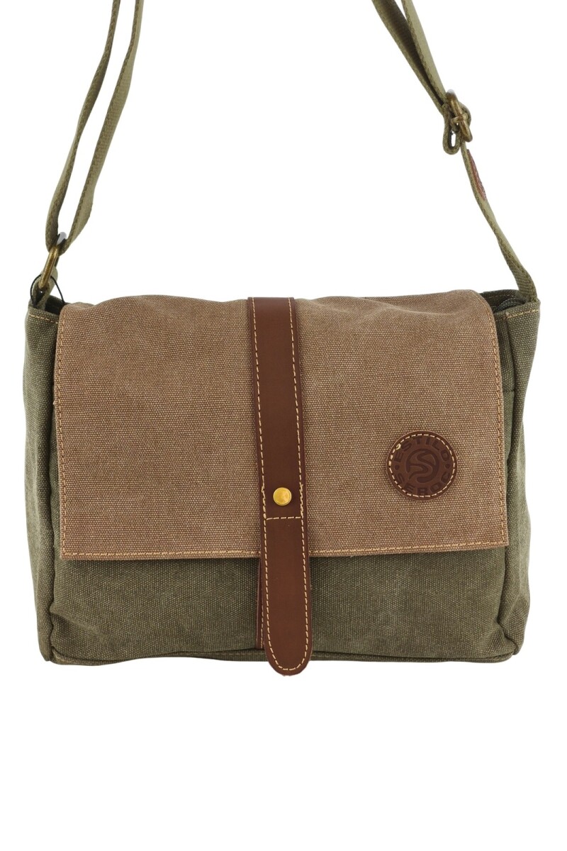 Morral de lona Verde con Marrón