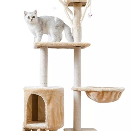 Rascador Torre 5 Niveles en Felpa y Sisal para Gato Beige