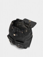 Mochila De Nylon Con Colgante negro