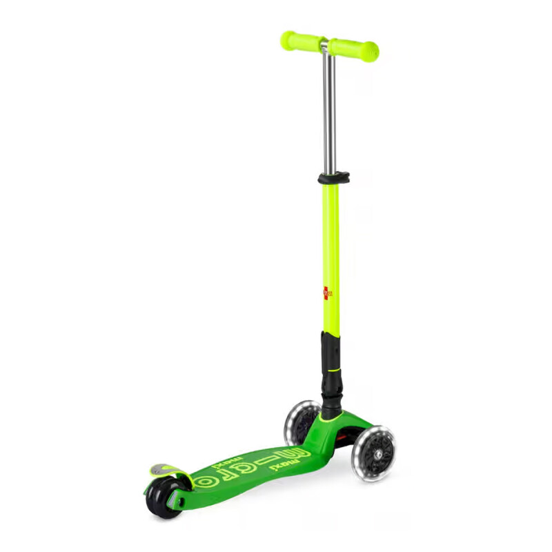 Monopatín Maxi Micro Deluxe Neón Led Plegable Verde
