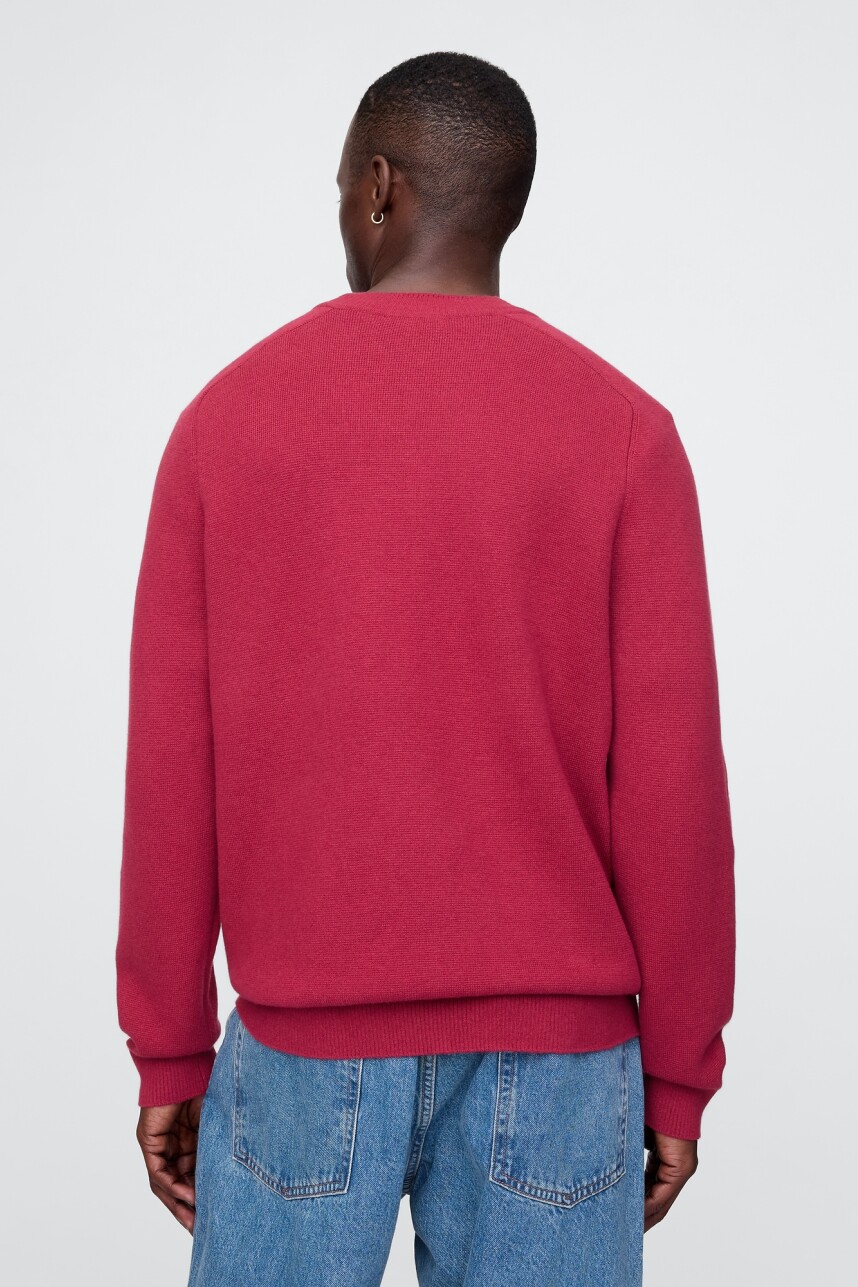 Buzo Cashsoft Cuello V Hombre Beet Red 19-2030 Tcx