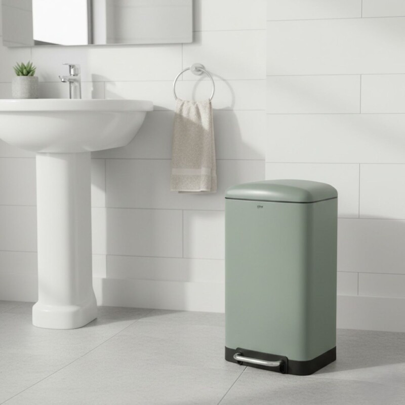 BASURERO METAL VERDE C/PEDAL 30L Unica