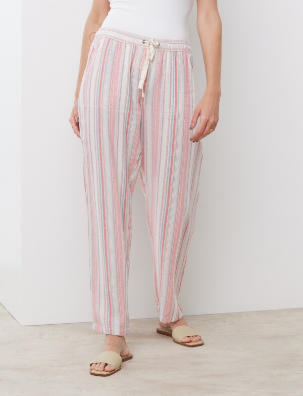 Pantalon Lino ROSA/MULTI