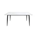 Mesa De Comedor Vidrio Símil Marmol 1.40x0.80m Patas De Hierro Blanco