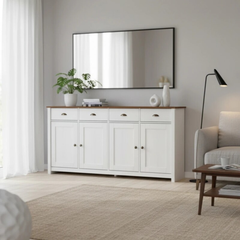 Aparador Colonial 4 Puertas Blanco/freijo Aparador Colonial 4 Puertas Blanco/freijo