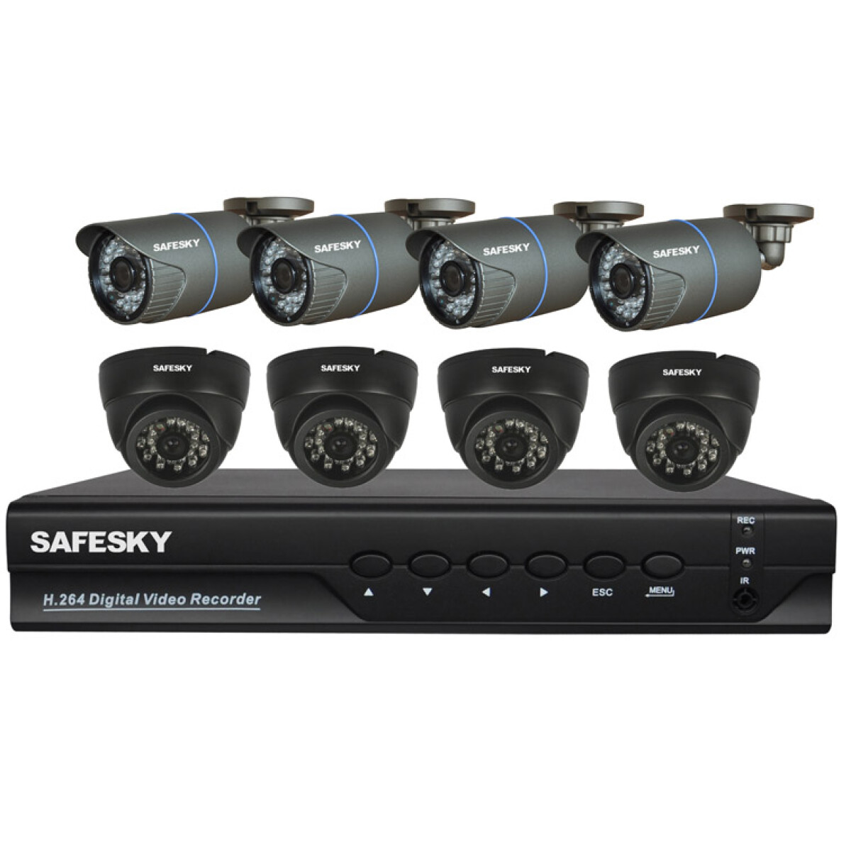 Kit Safesky Dvr Ahd + 8 Camaras Ahd + Accesorios 