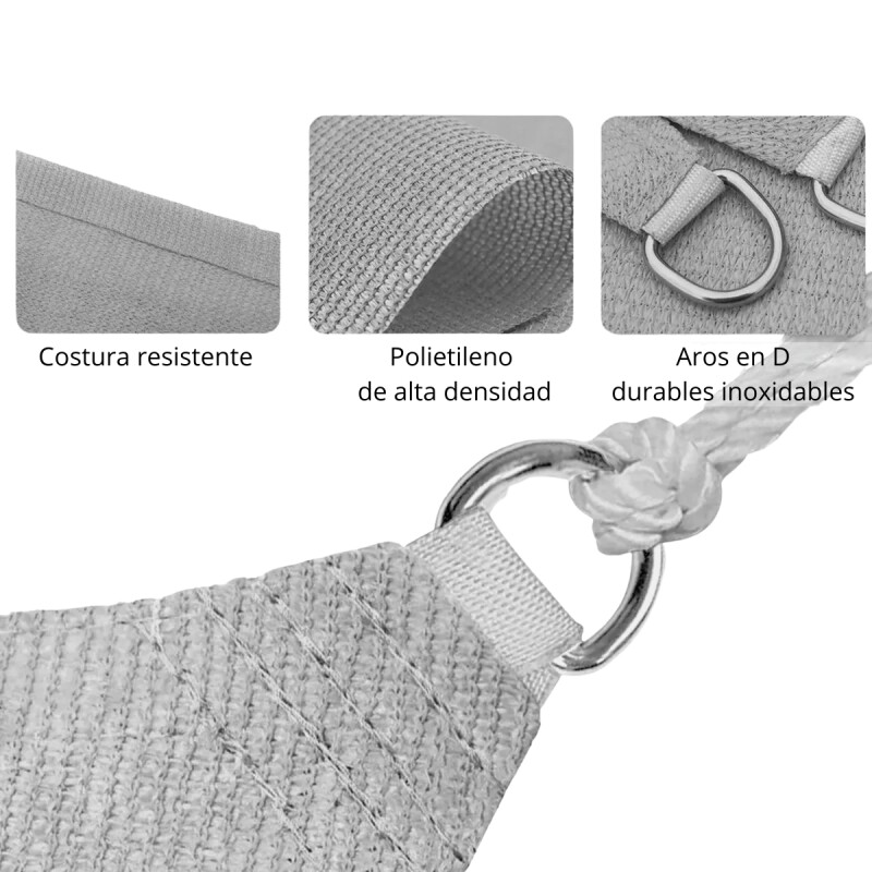 Lona vela triangular en malla sombra 3,6 mts GRIS