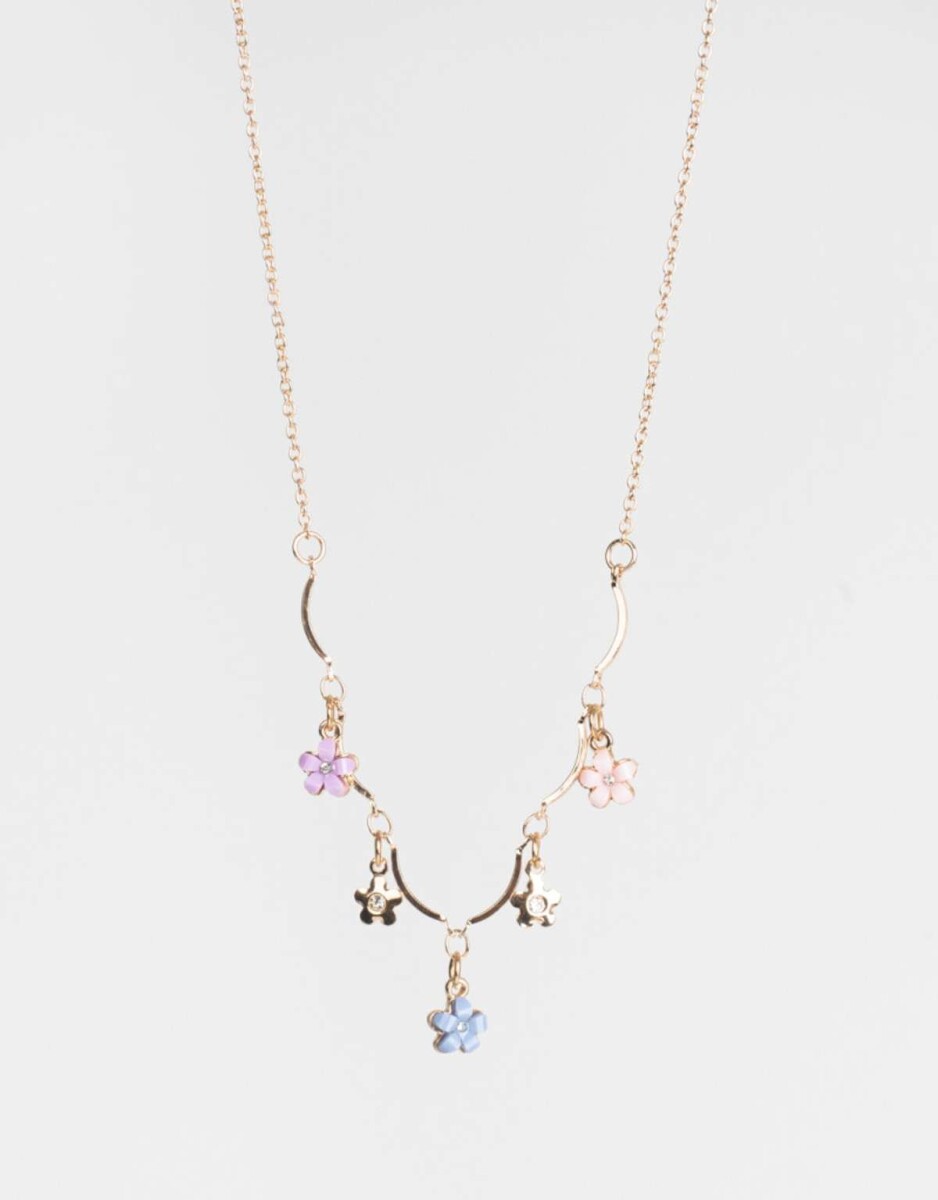 Collares Cortos Con flores - Dorado 