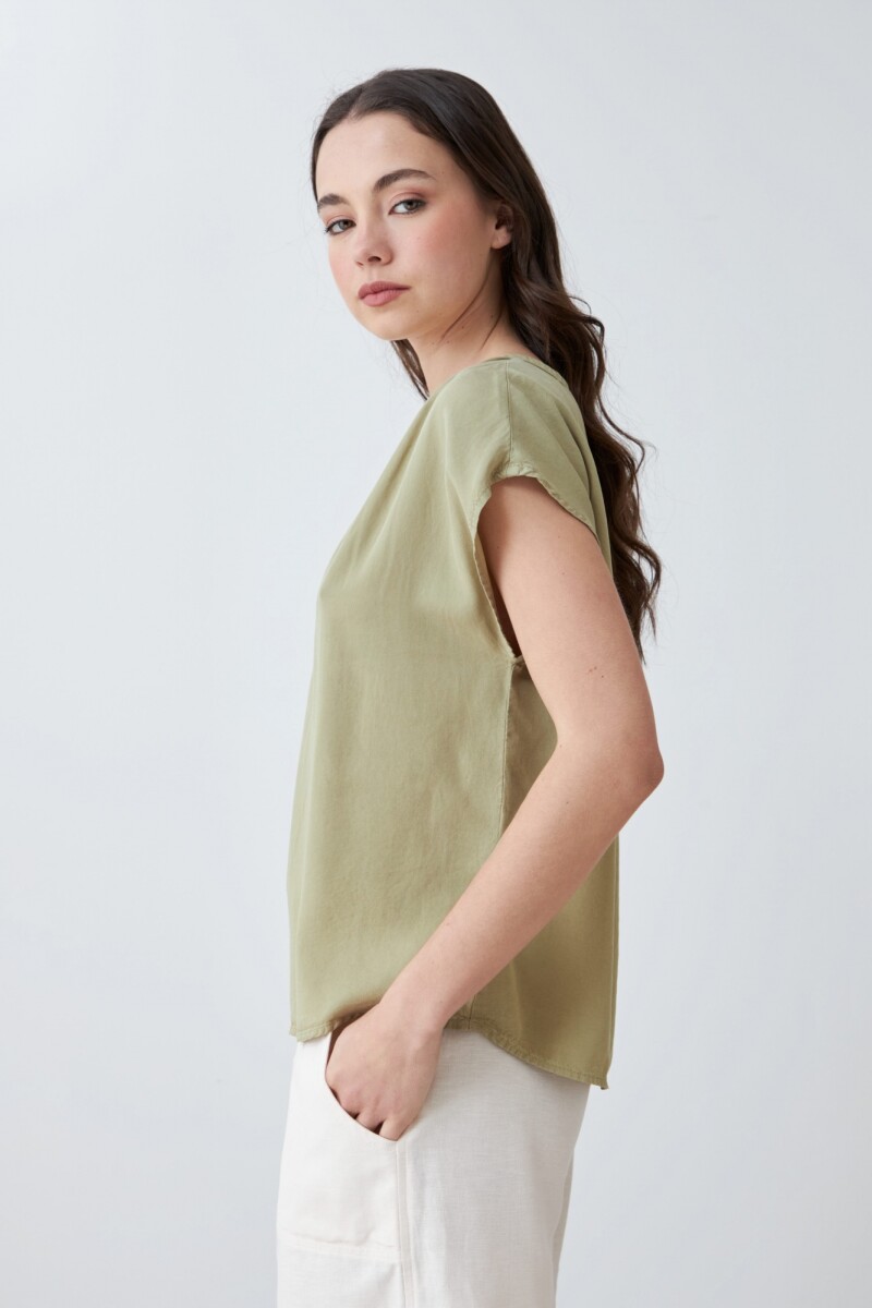 Blusa de lyocell verde oliva
