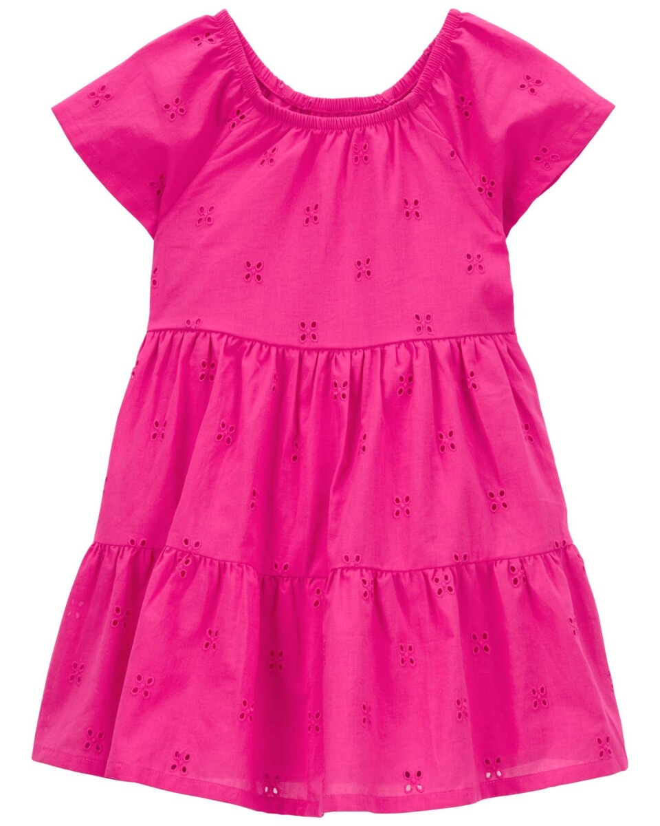 Vestido de algodón, escalonado y con ojales. Talles 2-5T 