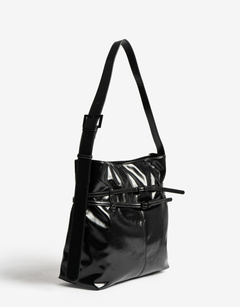 Saca Cartera Formato Saca Con Cinturones - Negro