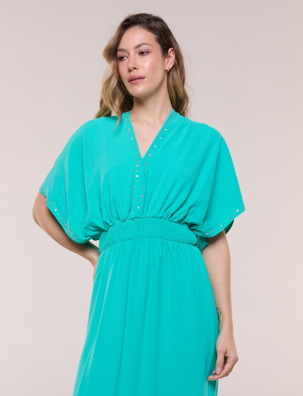 Vestido Maxi Con Tachas VERDE