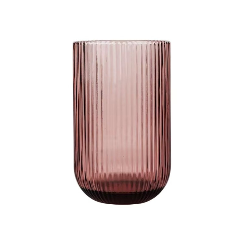 Vaso de Vidrio Labrado Diseño Lineas Set 6 Unidades Rosa Malva