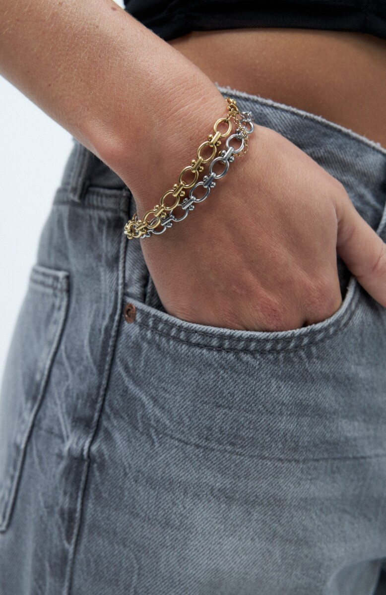 Pulsera acero eslabones redondos - dorado 