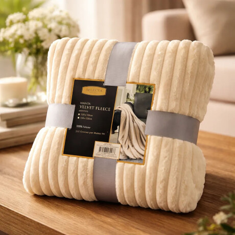 Manta Polar Velvet Fleece Frazada Pana Terciopelo 127x152cm Beige Claro