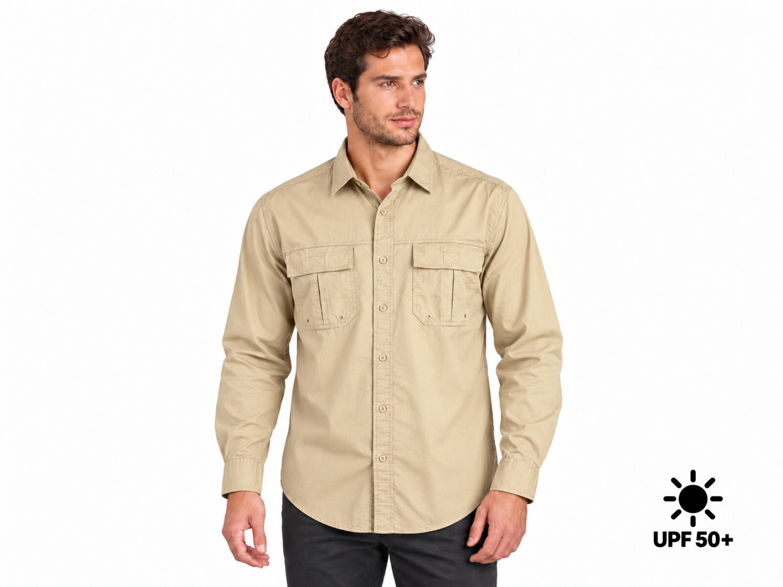 CAMISA HUNTER M LARGA UV+50 - Beige 