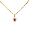 Dije Flor-Oro bajo-Piedra Rubí y Zirconia-CP8557 Conpiedra