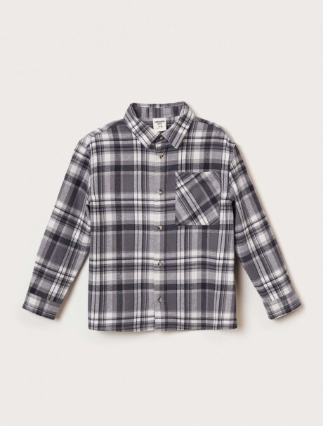 CAMISA DE FRANELA A CUADROS INFANTIL GRIS