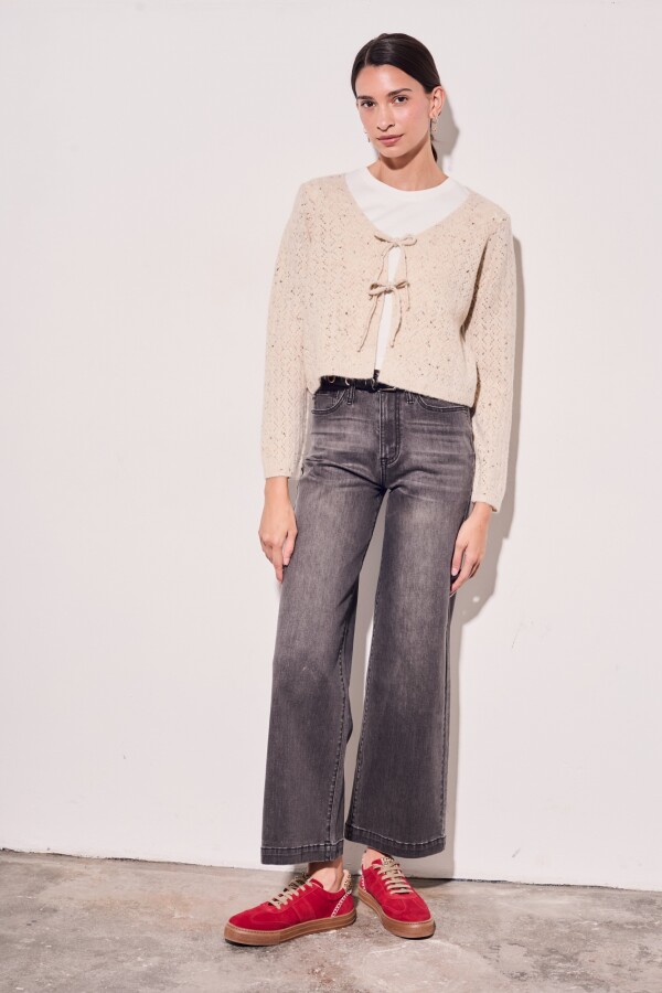 Cardigan Lazos Bouttonne Beige Melange