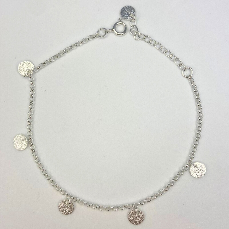 PULSERA DE PLATA CON ADORNOS CIRCULARES , LARGO 18+3CM L5dp-647-x2