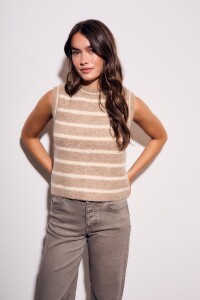 Chaleco Rayado Beige Melange