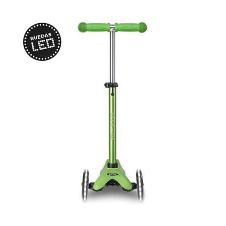 Monopatín Micro Mini Deluxe LED Ajustable con 3 Ruedas Verde