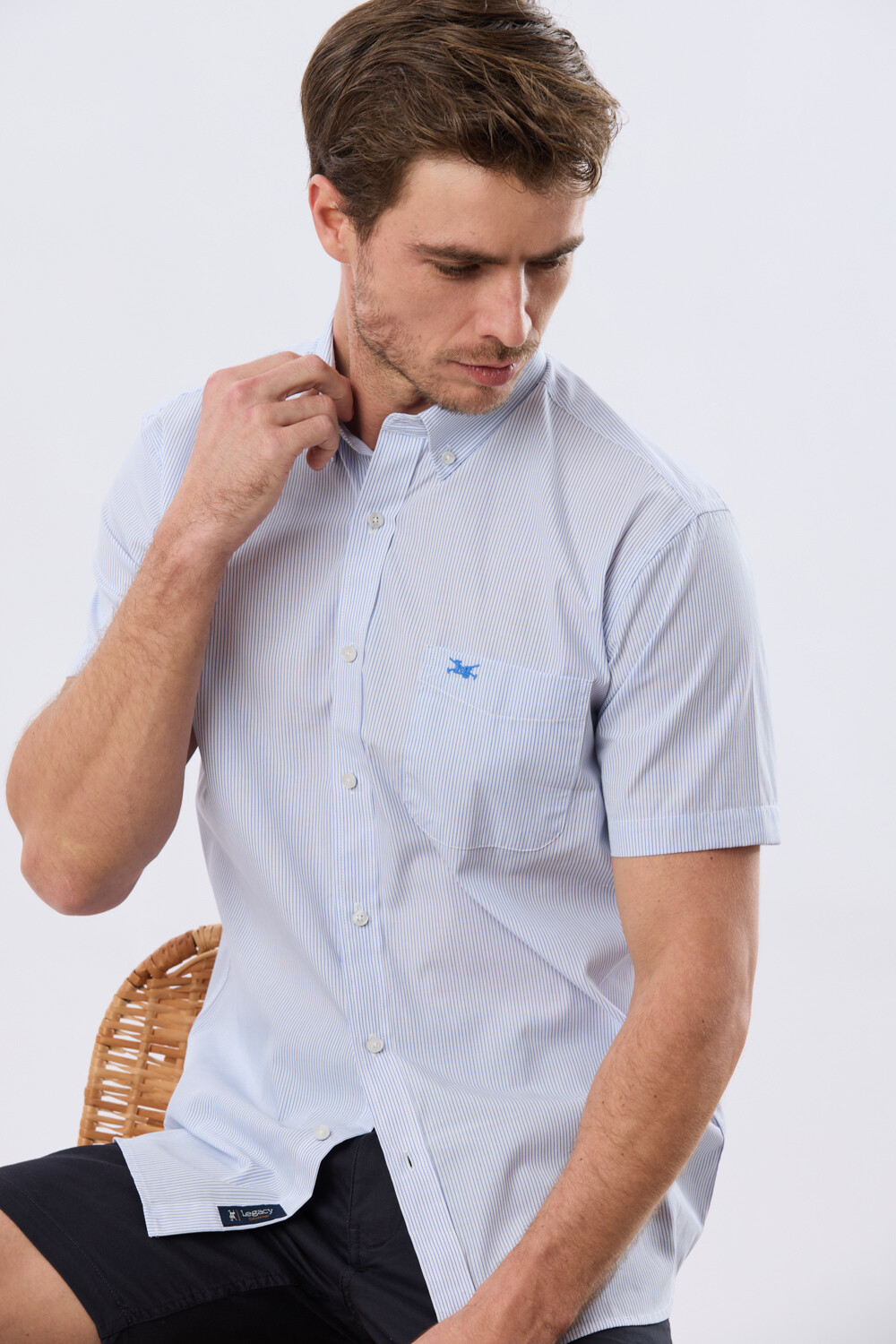CAMISA RAYADA Celeste