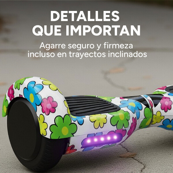 Skate Electrico Hoverboard Gogreen Musica Bt Luces Patineta Diseño Flores