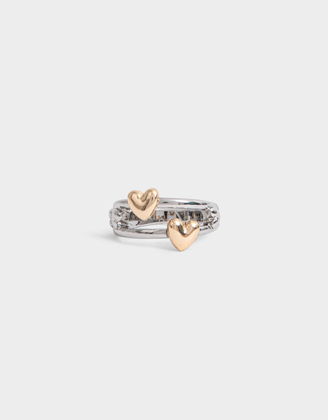 Anillos Medianos y Grandes Con corazón Anillo Corazones Mixplating - Combinacion Bicolor
