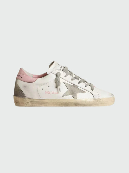 Golden Goose-Championes de cuero acordonados, Super Star Blanco